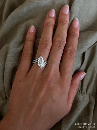 1.0 - 2.0  CT Marquise Cut  Lab Grown Diamond Solitaire Bridal Set