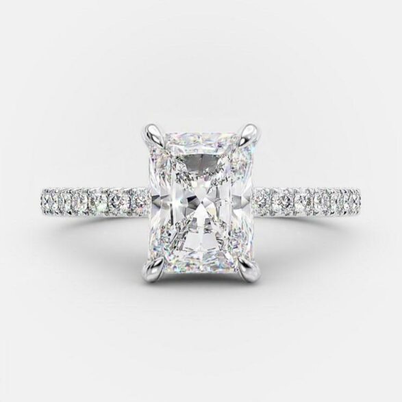 1.51 - 3.51 CT Radiant Cut Solitaire & Hidden Halo Setting Moissanite Engagement Ring - crownmoissanite