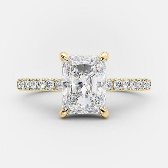 1.51 - 3.51 CT Radiant Cut Solitaire & Hidden Halo Setting Moissanite Engagement Ring - crownmoissanite