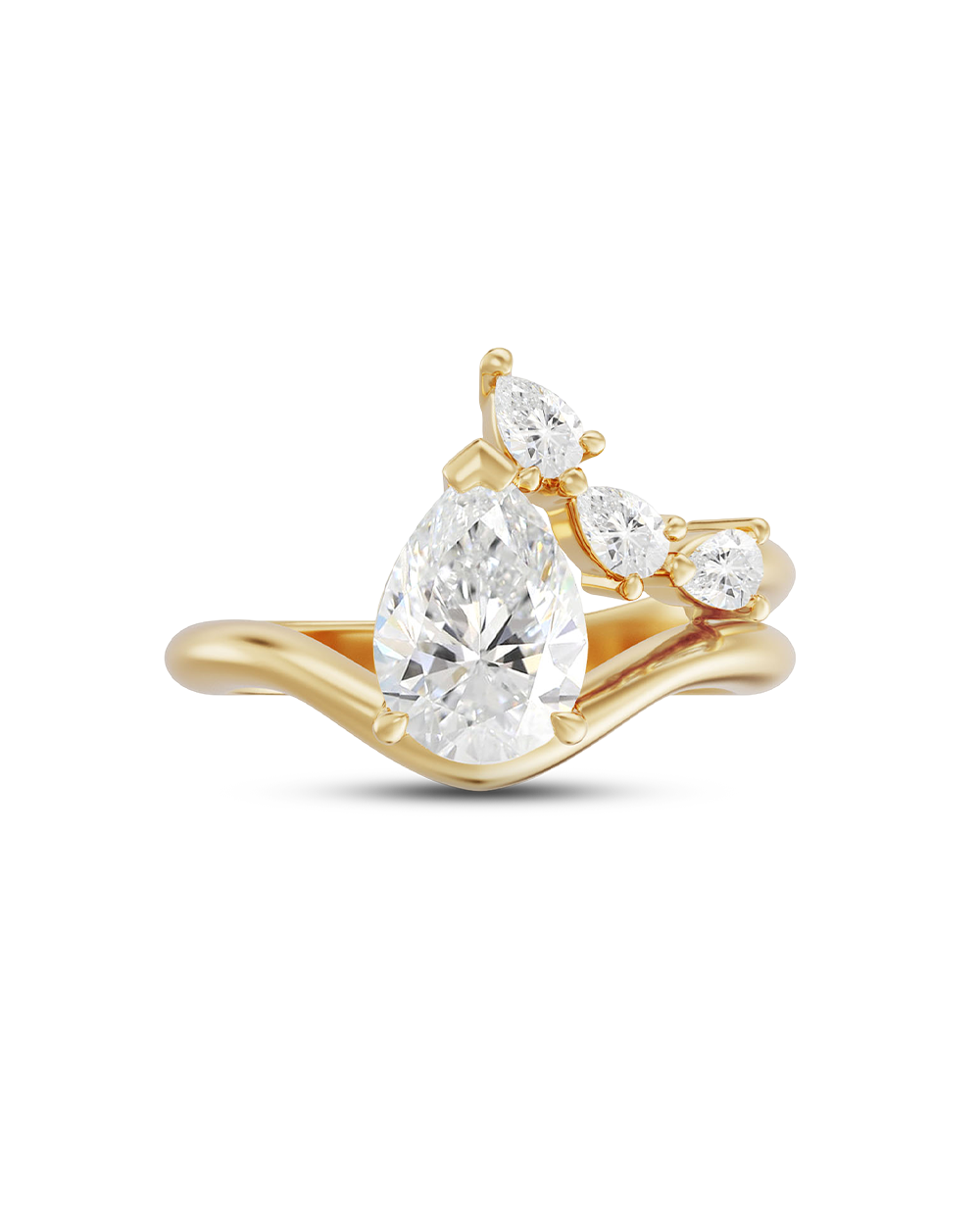 Helene- Pear Curved Unique Style Lab Grown Diamond Engagement Ring