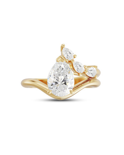 Helene- Pear Curved Unique Style Lab Grown Diamond Engagement Ring
