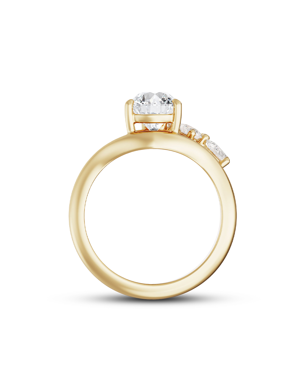 Helene- Pear Curved Unique Style Lab Grown Diamond Engagement Ring