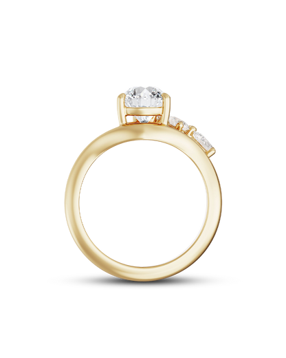 Helene- Pear Curved Unique Style Lab Grown Diamond Engagement Ring