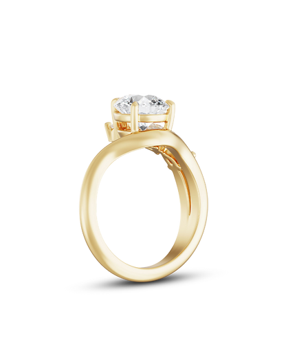 Helene- Pear Curved Unique Style Lab Grown Diamond Engagement Ring
