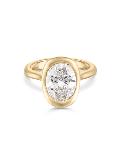 Vivienne- Oval Bezel Solitaire Style Lab Grown Diamond Engagement Ring