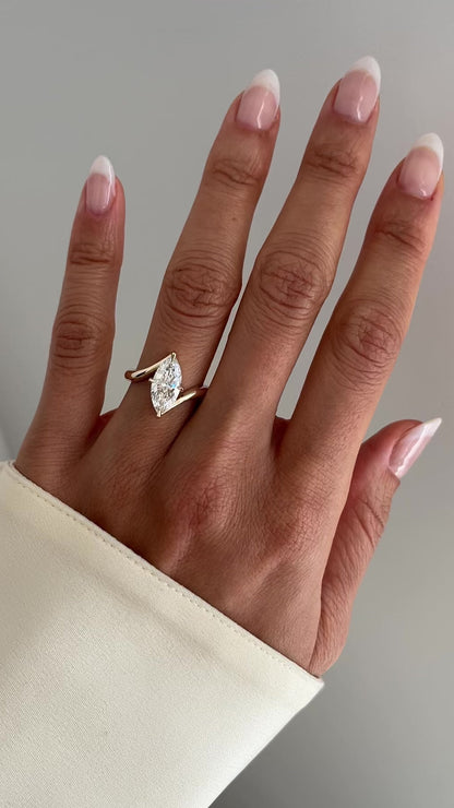 1.0 - 2.0 CT Marquise Shaped Lab Grown Diamond Soliatire Style Engagement Ring
