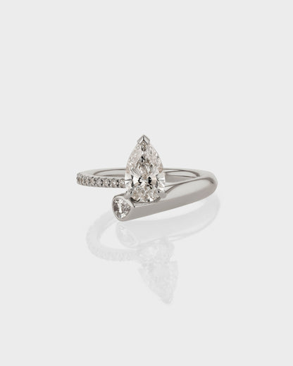1.0-3.0 CT Pear Cut Lab Grown Diamond Unique Engagement Ring