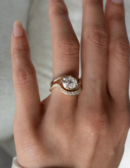 1.0 - 2.0 CT  Oval Cut Lab Grown Diamond Solitaire Bridal Ring Set
