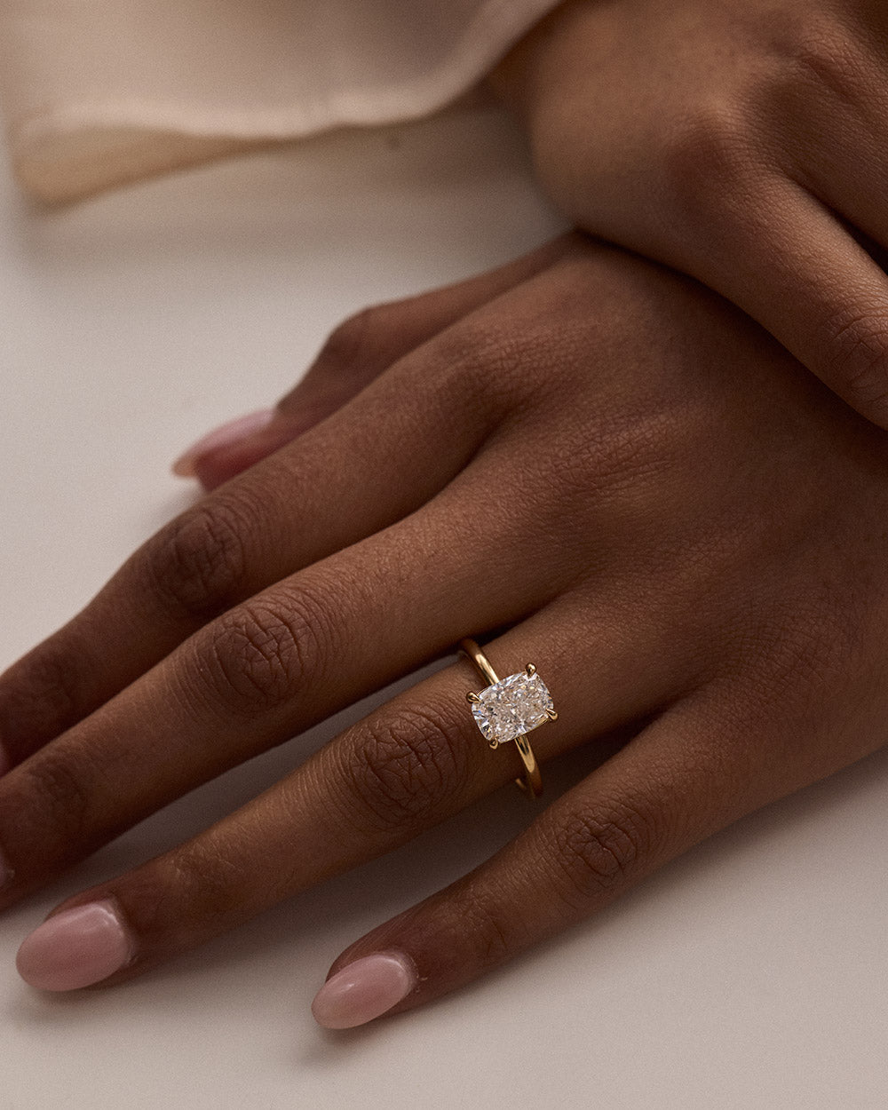 Elvire- Elongated Cushion Solitaire Style Lab Grown Diamond Engagement Ring