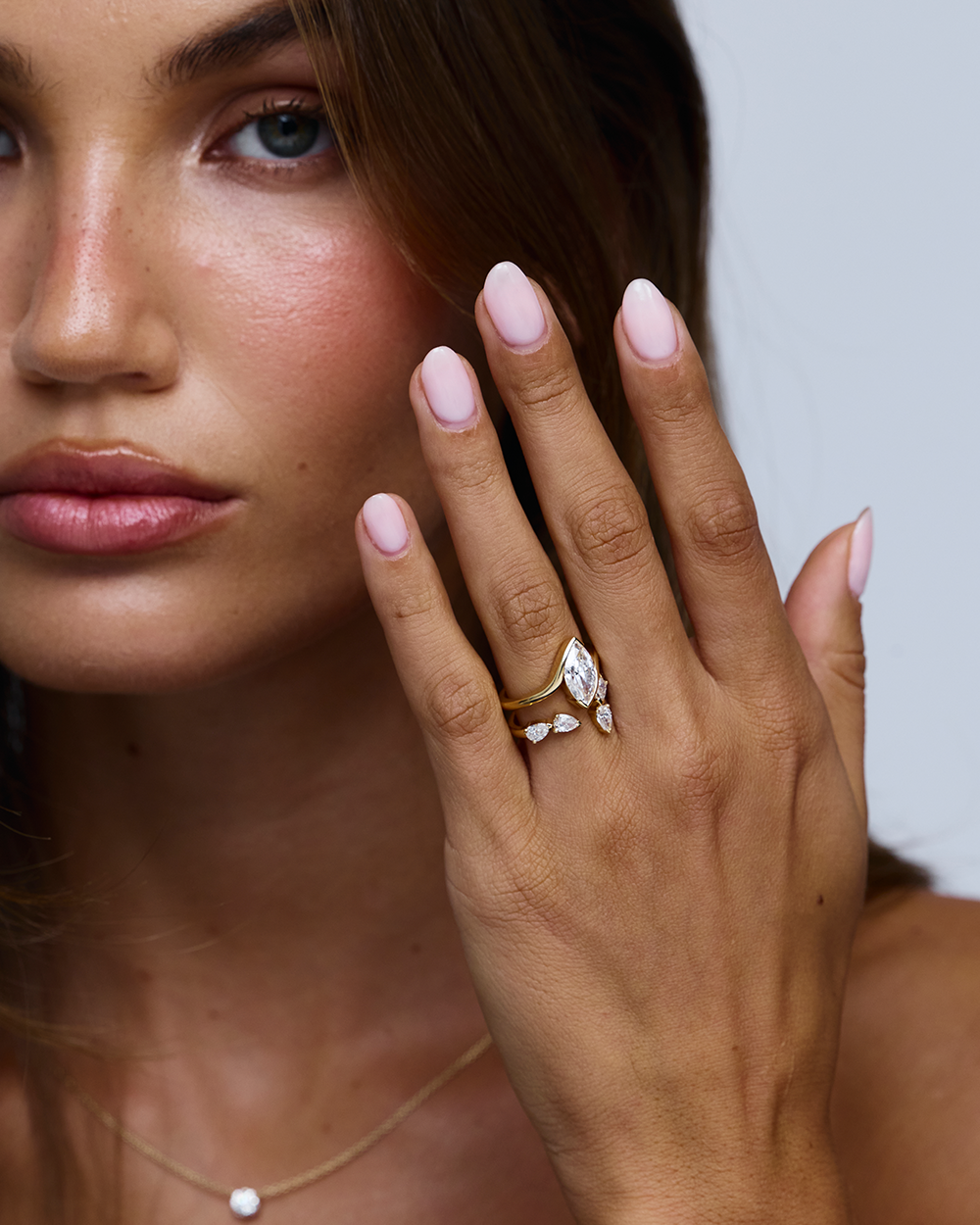 Genevieve- Marquise Solitaire Wrap By Pass Style Lab Grown Diamond Engagement Ring