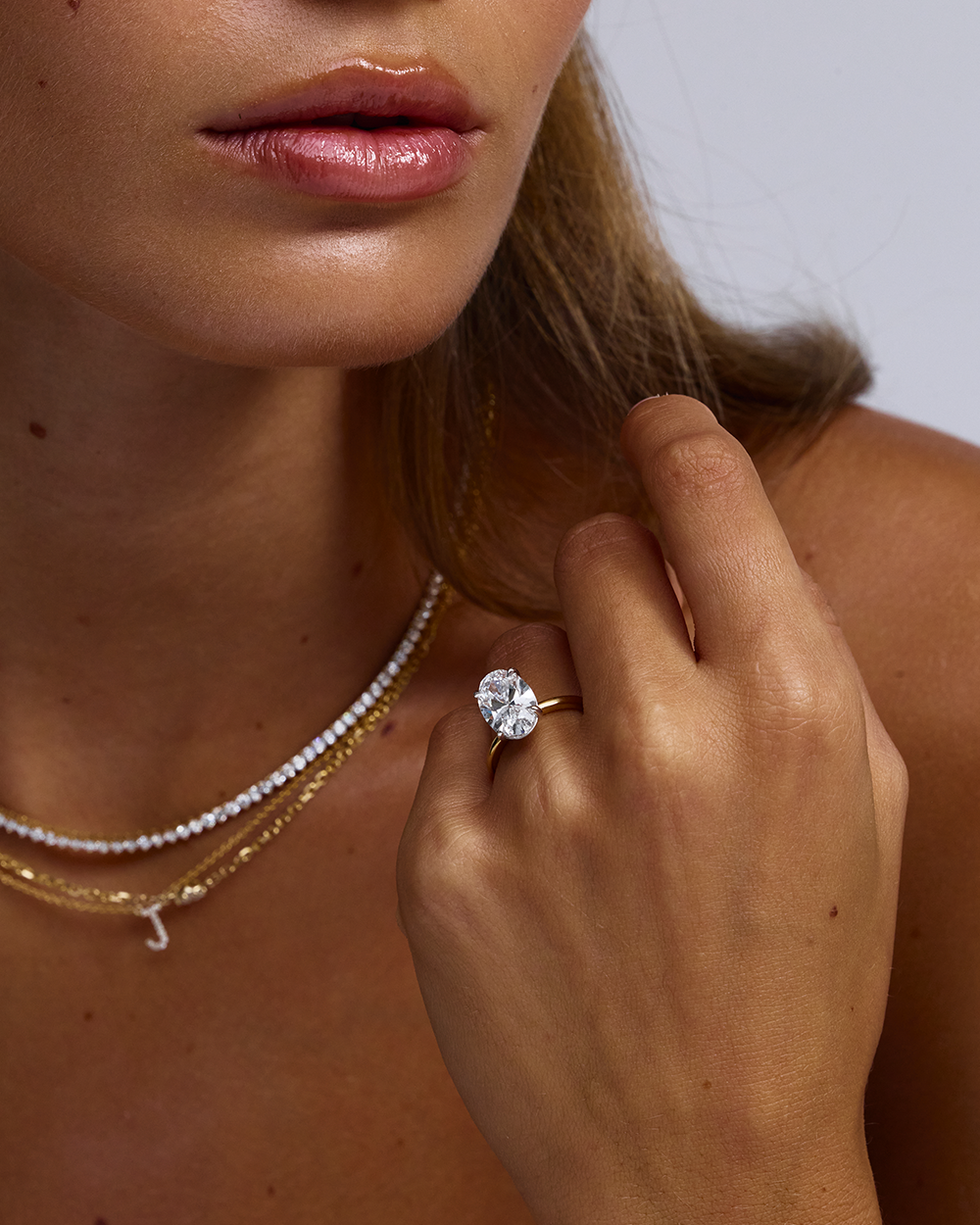 Faustine- Oval Solitaire Style Lab Grown Diamond Engagement Ring