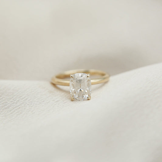 Solitaire Ring with 2.0 CT Elongated Cushion Cut Moissanite