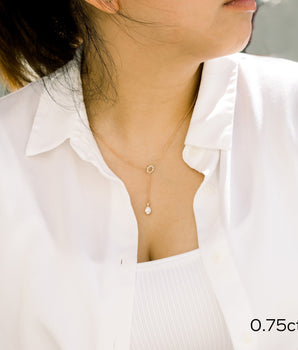 Drop Lariat Necklace with 0.75 TCW Round Cut Moissanite