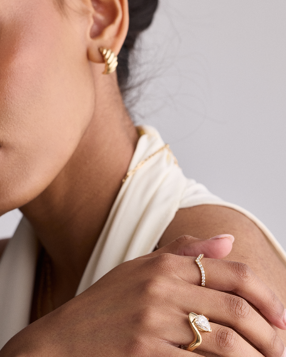 Lucette- Pear Unique Style Lab Grown Diamond Engagement Ring
