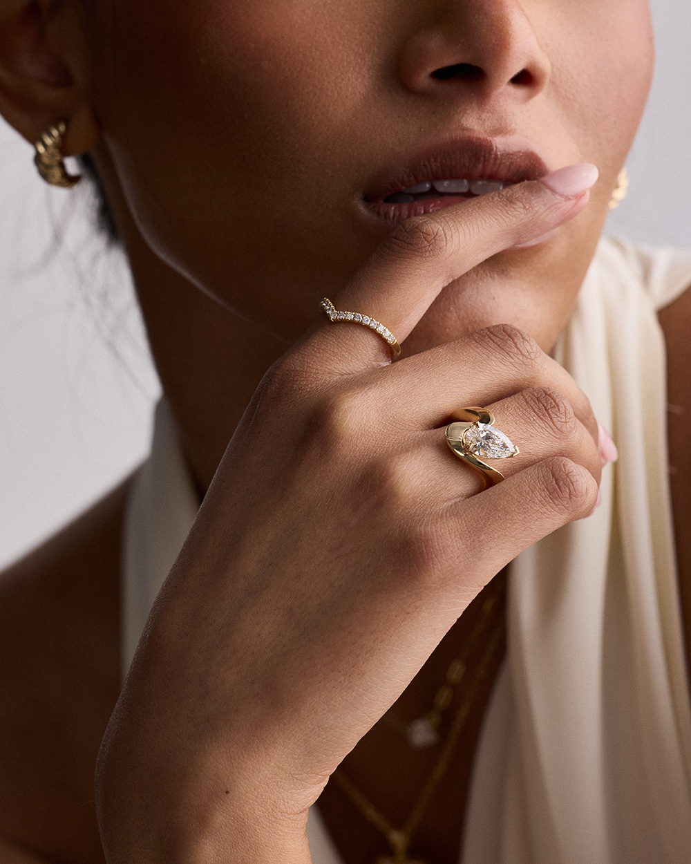 Lucette- Pear Unique Style Lab Grown Diamond Engagement Ring