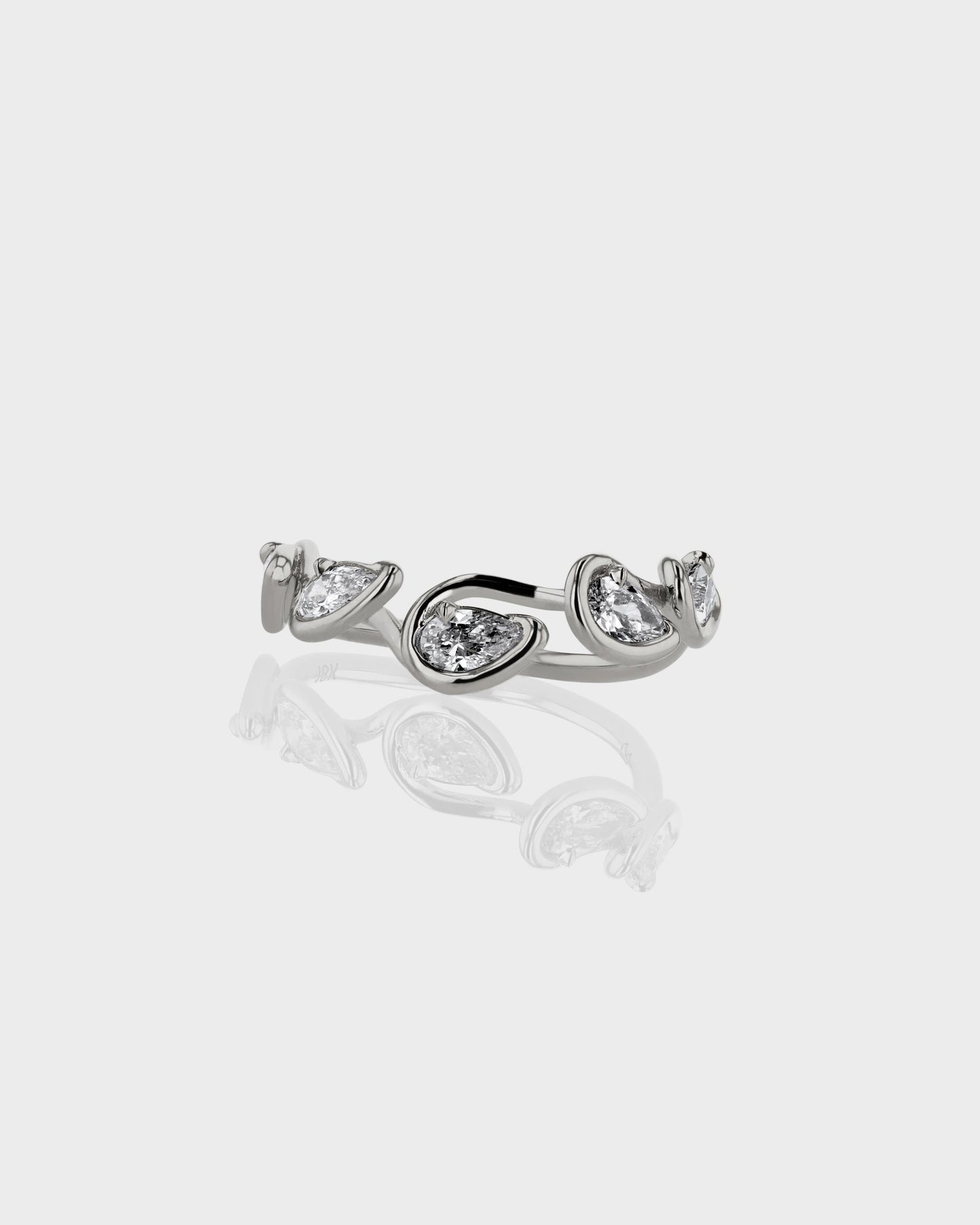 0.10 TCW Pear EF-VVS Diamond bezel Wedding Band