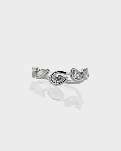 0.10 TCW Pear EF-VVS Diamond bezel Wedding Band
