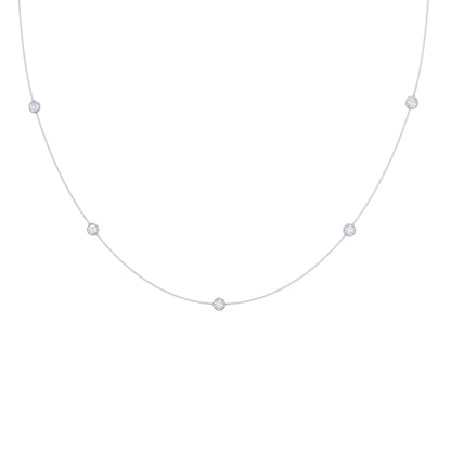 Five Bezel Necklace with 0.25 TCW Floating Cosmopolitan Round Cut Moissanite