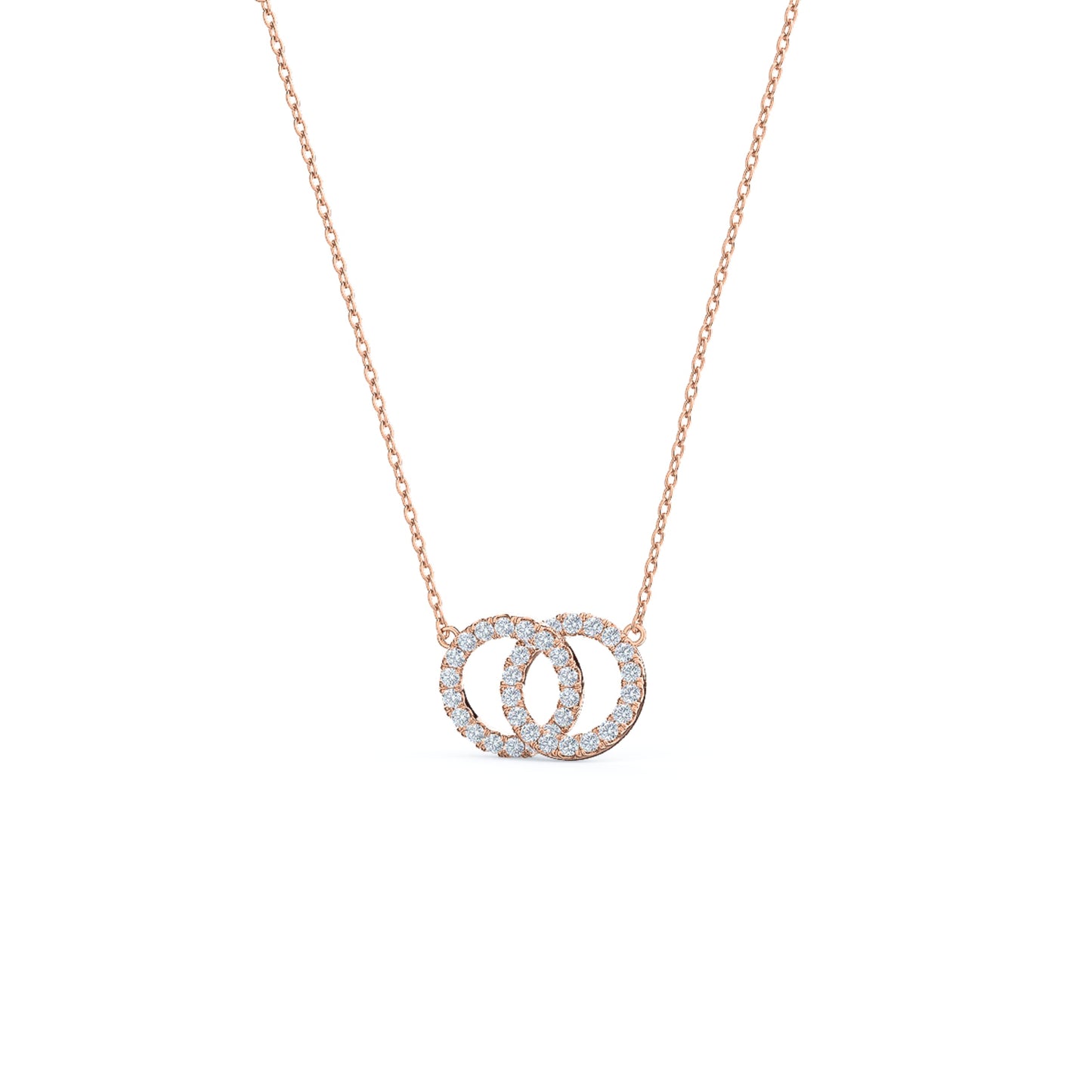 Double Open Circle Necklace with 0.35 TCW Round Cut Moissanite