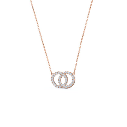 Double Open Circle Necklace with 0.35 TCW Round Cut Moissanite