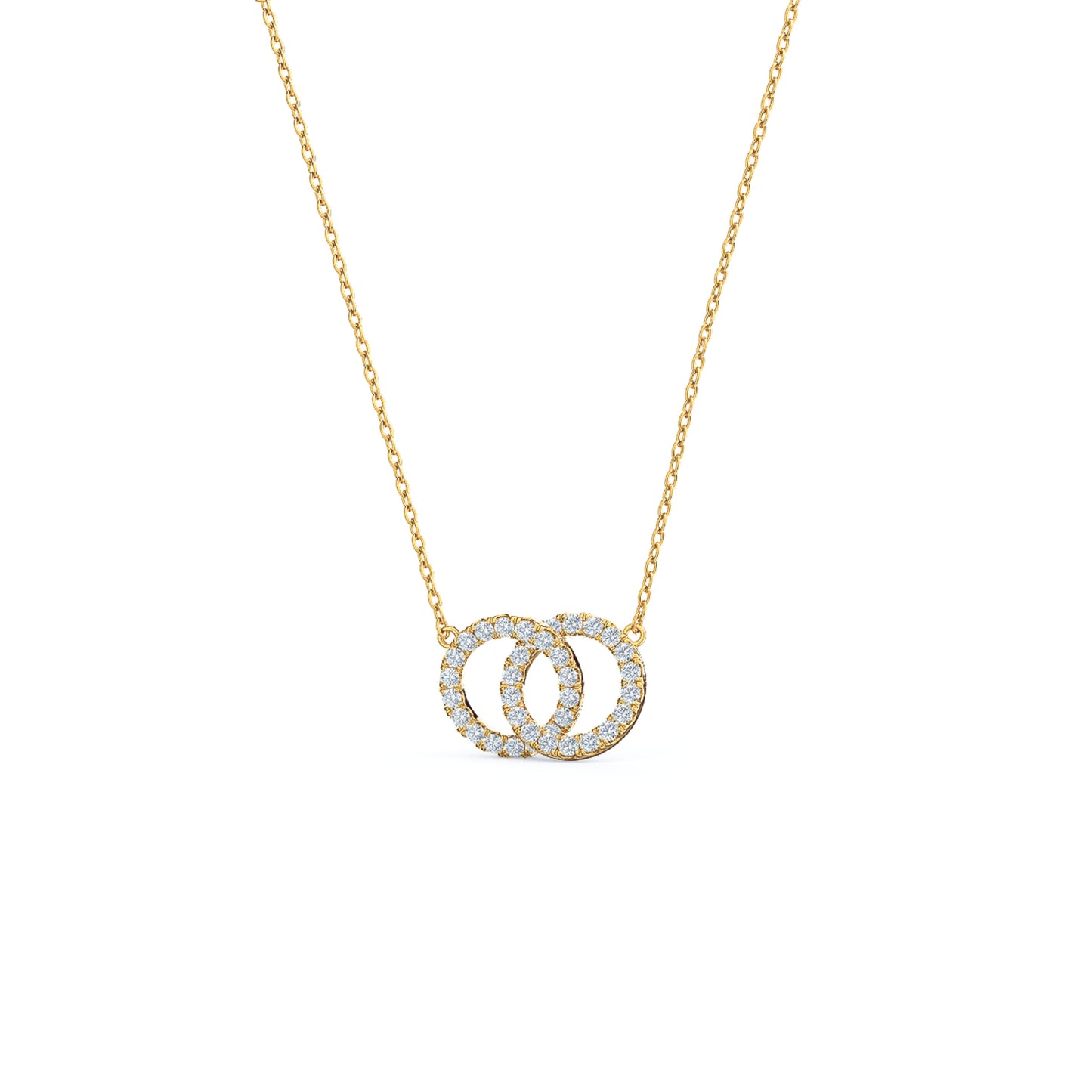Double Open Circle Necklace with 0.35 TCW Round Cut Moissanite