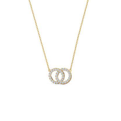 Double Open Circle Necklace with 0.35 TCW Round Cut Moissanite