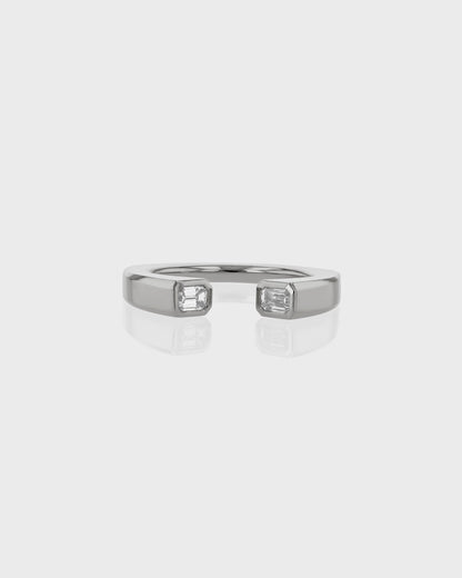 0.30 TCW Emerald EF-VVS Diamond Open Wedding Band