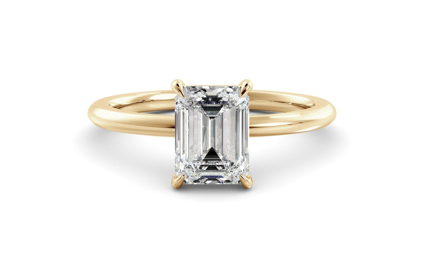 Solitaire Ring with 2.0 CT Emerald Moissanite