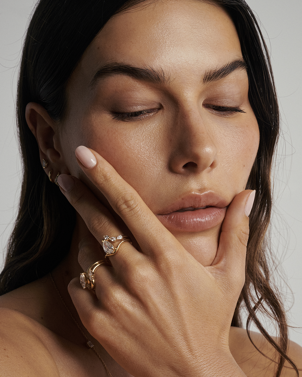 Helene- Pear Curved Unique Style Lab Grown Diamond Engagement Ring