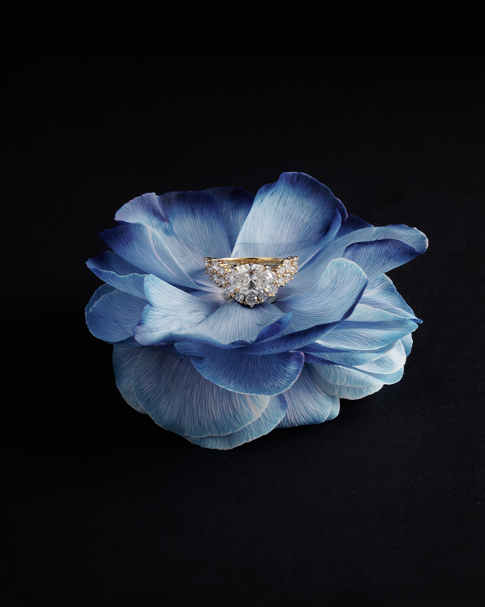 Selene- Oval Unique Cluster Style Lab Grown Diamond Engagement Ring