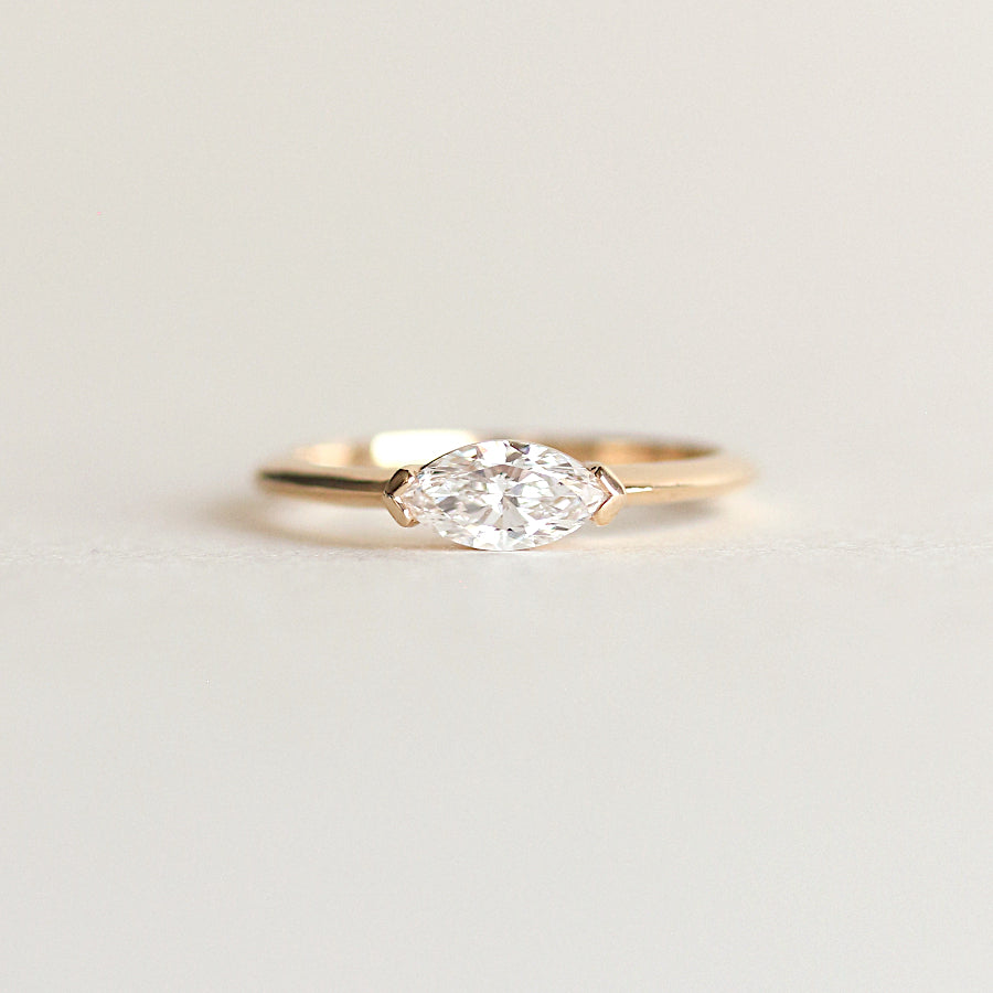 0.5 CT East To West Marquise F/VS1 CVD Diamond Engagement Ring