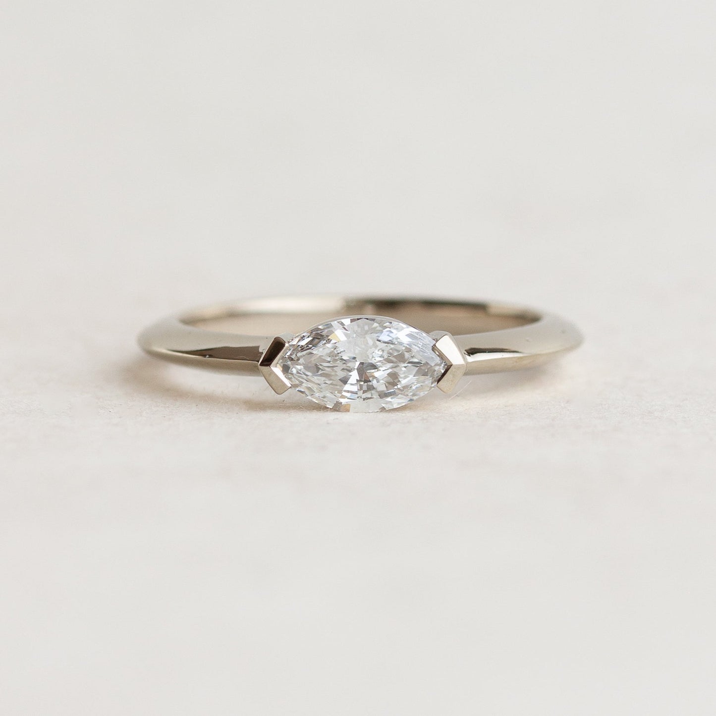 0.5 CT East To West Marquise F/VS1 CVD Diamond Engagement Ring