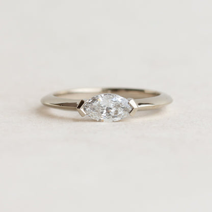 0.5 CT East To West Marquise F/VS1 CVD Diamond Engagement Ring