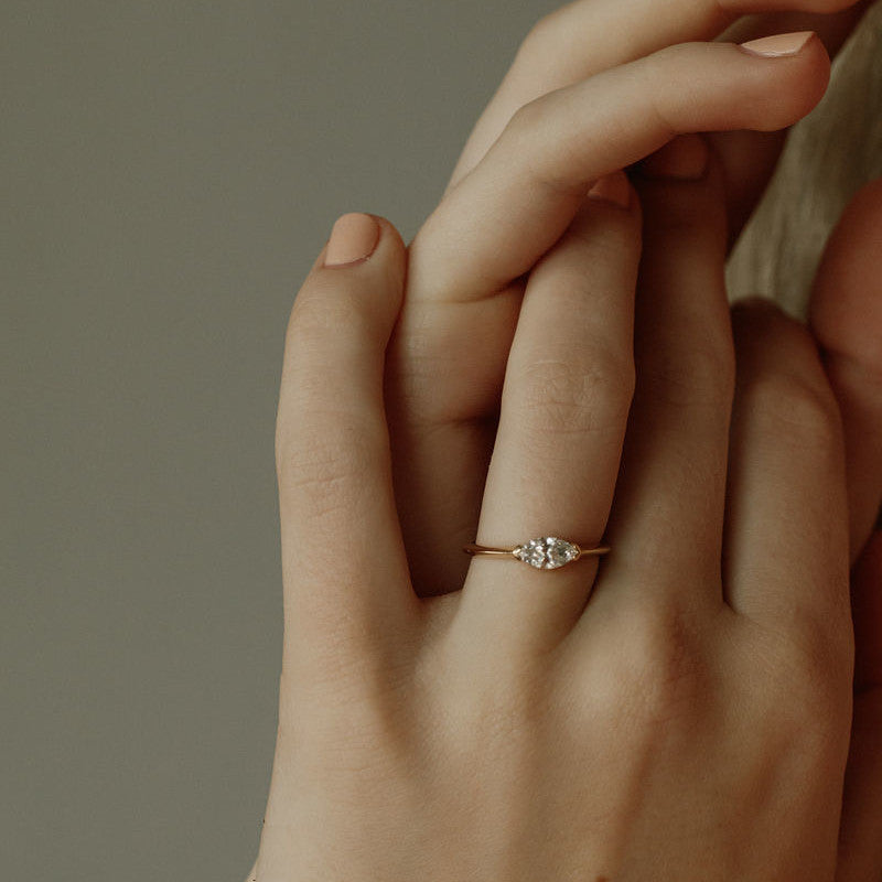 0.5 CT East To West Marquise F/VS1 CVD Diamond Engagement Ring