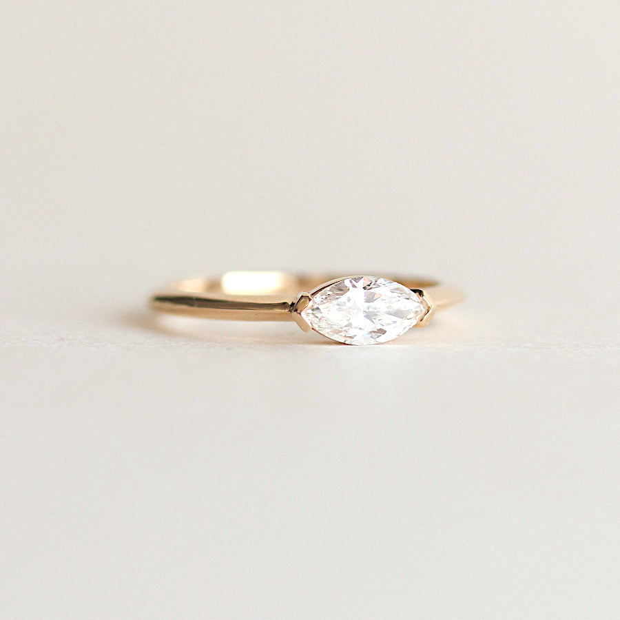 0.5 CT East To West Marquise F/VS1 CVD Diamond Engagement Ring