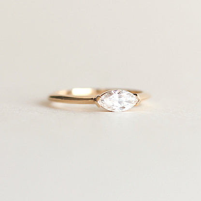 0.5 CT East To West Marquise F/VS1 CVD Diamond Engagement Ring