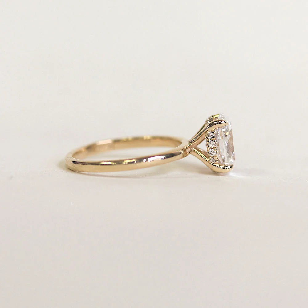 1.5-3.5 CT Oval Cut CVD Diamond Hidden Halo Engagement Ring