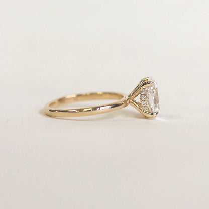 1.5-3.5 CT Oval Cut CVD Diamond Hidden Halo Engagement Ring