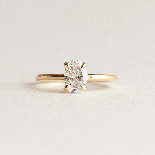 1.25–3.25 CT oval cut CVD lab grown diamond solitaire engagement ring, F color, VS1 clarity, in polished white gold setting