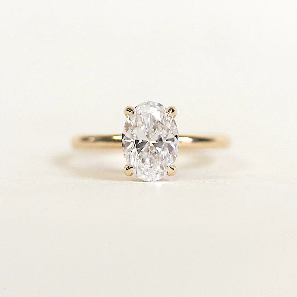 1.5-3.5 CT Oval Cut CVD Diamond Hidden Halo Engagement Ring