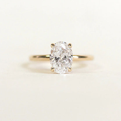 1.5-3.5 CT Oval Cut CVD Diamond Hidden Halo Engagement Ring