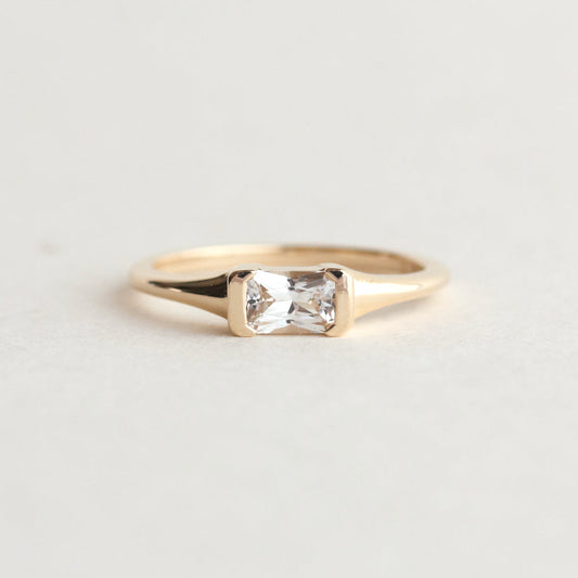 1.70–3.70 CT east-west radiant cut CVD lab grown diamond solitaire ring, F color, VS1 clarity, modern setting