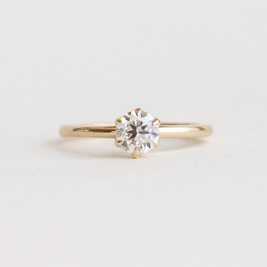 0.5–2.5 CT round cut CVD lab grown diamond solitaire engagement ring, F color, VS1 clarity, set in elegant white gold
