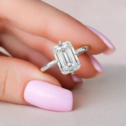 1.91 CT Emerald Solitaire Moissanite Engagement Ring in 14K White Gold – Ready to Ship (US 7.25)