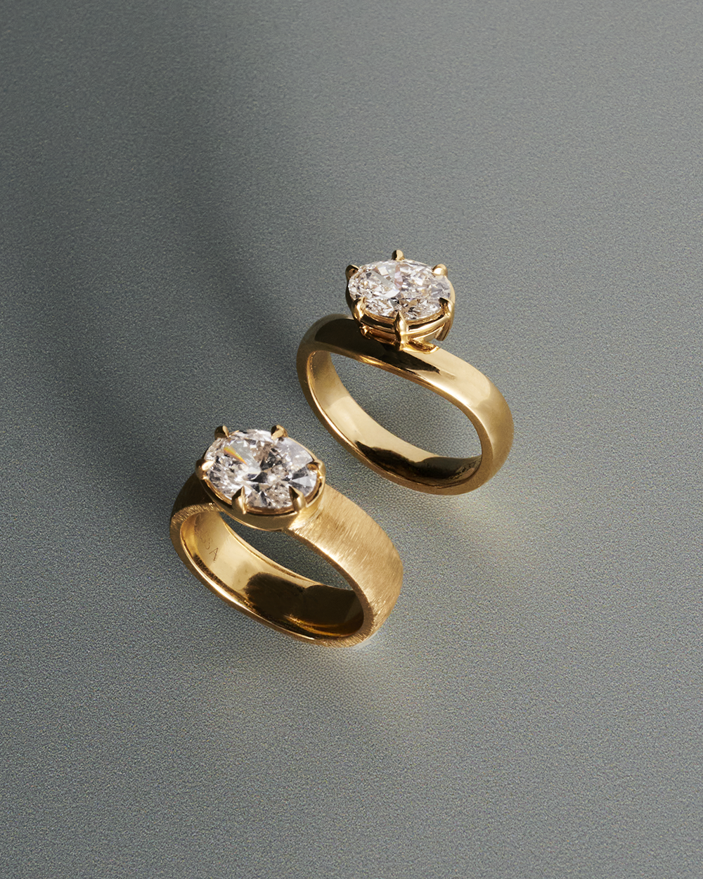 Beatrice- East West Oval Solitaire Signet Style Lab Grown Diamond Engagement Ring