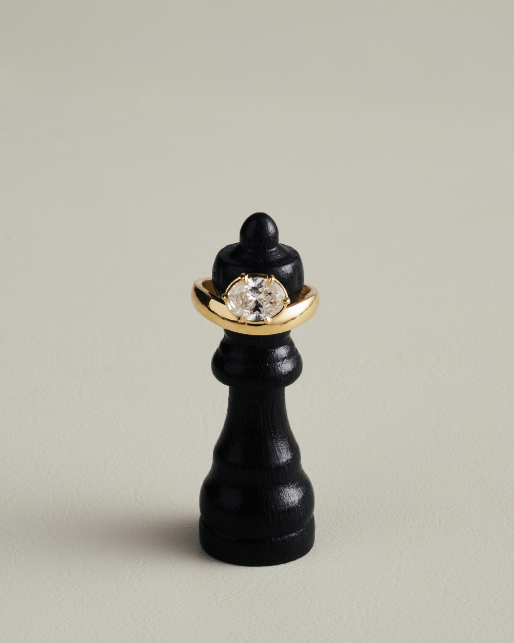 Beatrice- East West Oval Solitaire Signet Style Lab Grown Diamond Engagement Ring