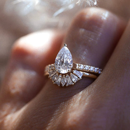 Pave Setting Ring with 1.50 CT Pear Moissanite