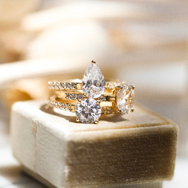 Pave Setting Ring with 1.50 CT Pear Moissanite