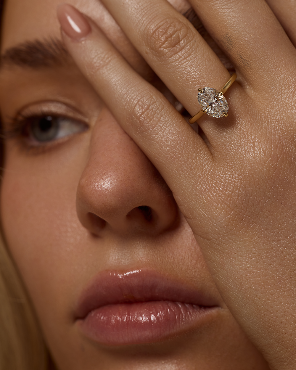 Clarisse- Oval Compass Prong Solitaire Style Lab Grown Diamond Engagement Ring