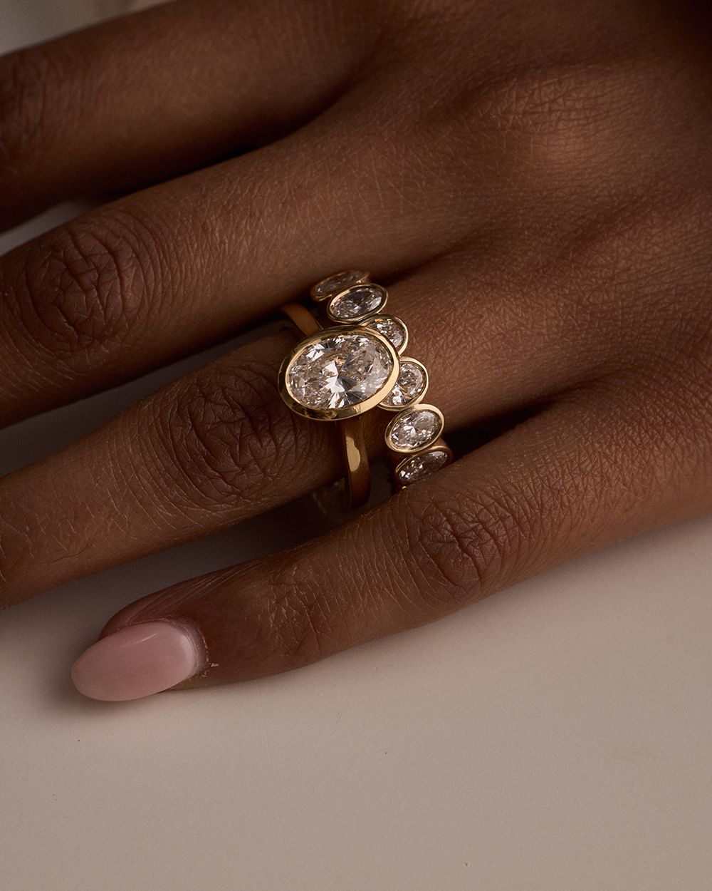 Marielle- Oval Bezel Solitaire Style Lab Grown Diamond Engagement Ring